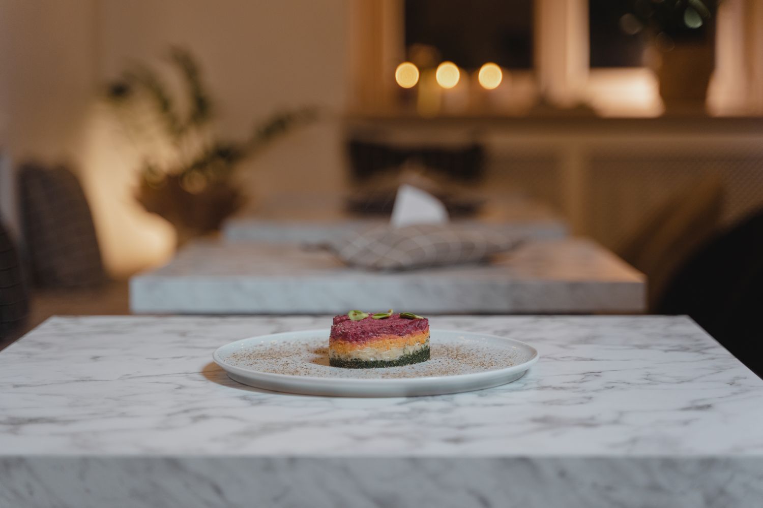 A well-designed menu featuring an appetising photo of a signature dish