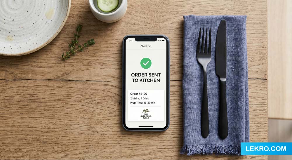 A customer using their smartphone to browse a highly visual and perfectly formatted mobile digital menu
